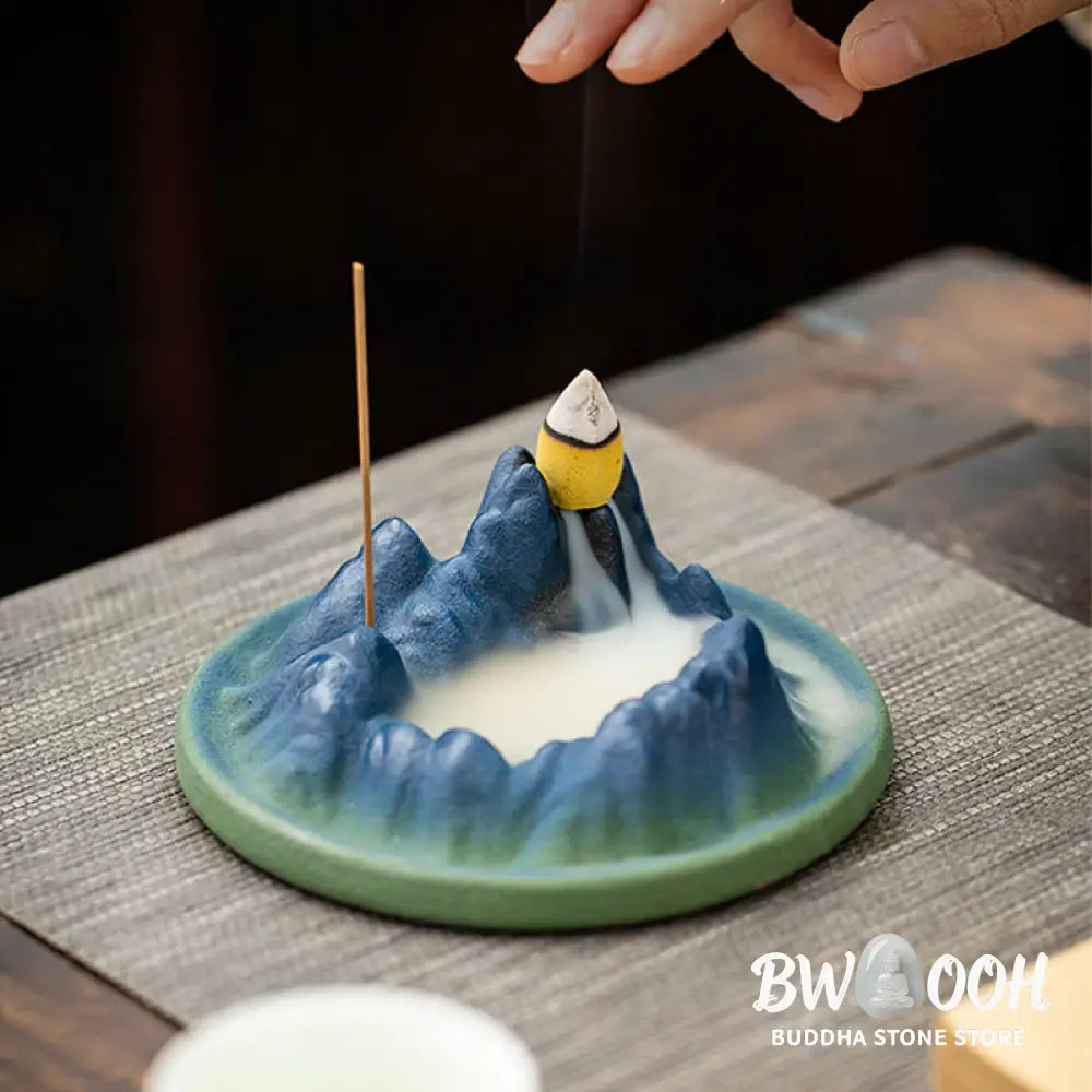 BWOOOH Creative Mountain River Ceramic Healing Backflow Incense Burner - Mountains And River - Incense Burner