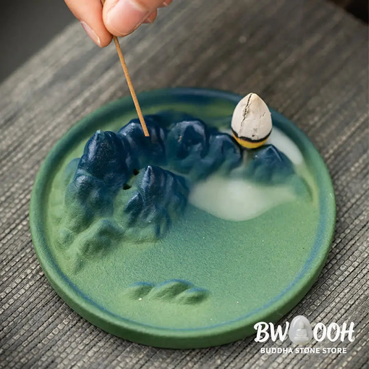 BWOOOH Creative Mountain River Ceramic Healing Backflow Incense Burner - Mountains And River - Incense Burner