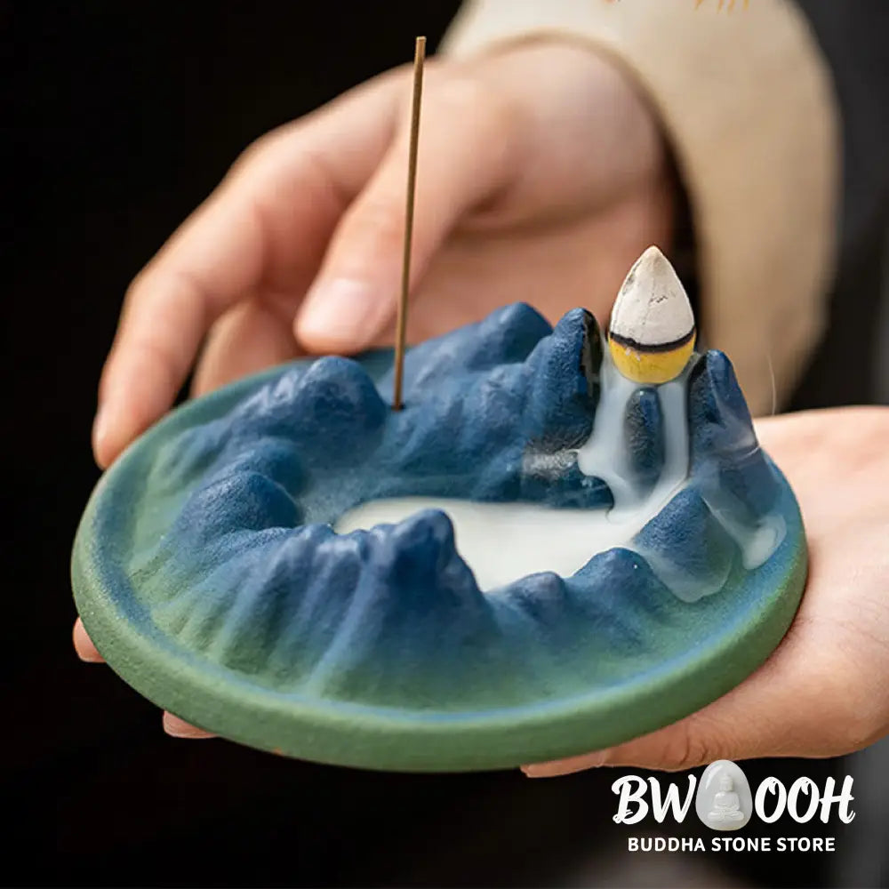 BWOOOH Creative Mountain River Ceramic Healing Backflow Incense Burner - Mountains And River - Incense Burner