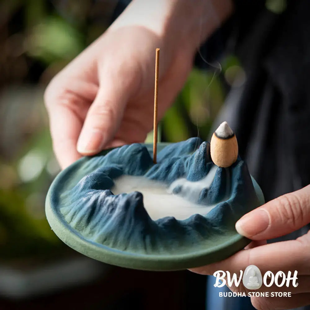 BWOOOH Creative Mountain River Ceramic Healing Backflow Incense Burner - Mountains And River - Incense Burner