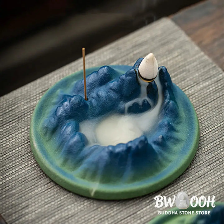 BWOOOH Creative Mountain River Ceramic Healing Backflow Incense Burner - Mountains And River - Incense Burner