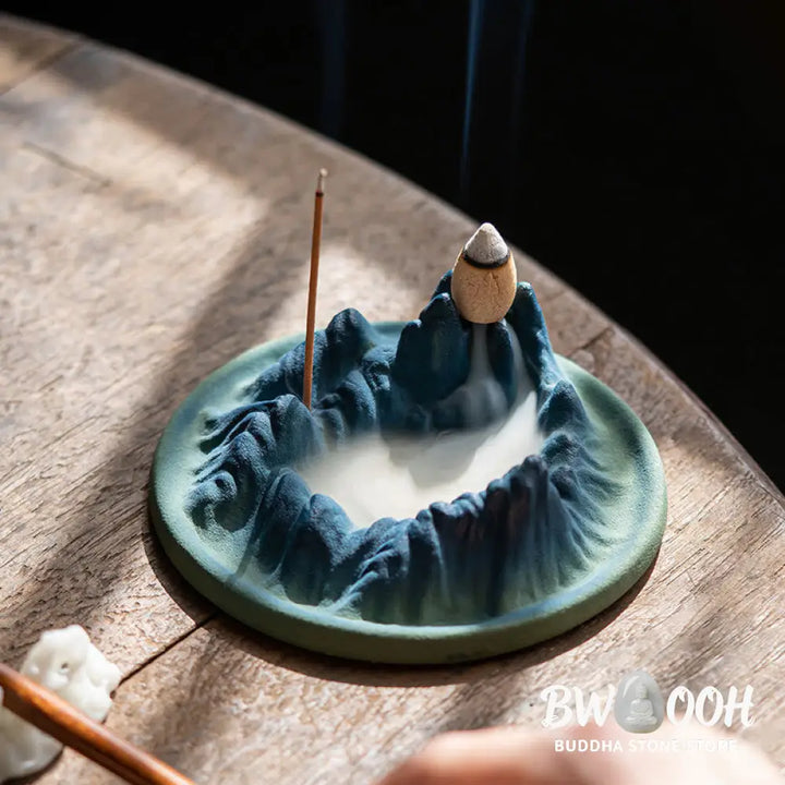 BWOOOH Creative Mountain River Ceramic Healing Backflow Incense Burner - Mountains And River - Incense Burner