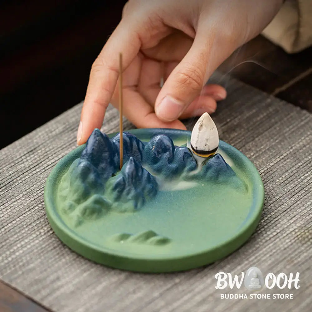 BWOOOH Creative Mountain River Ceramic Healing Backflow Incense Burner - Mountains And River - Incense Burner