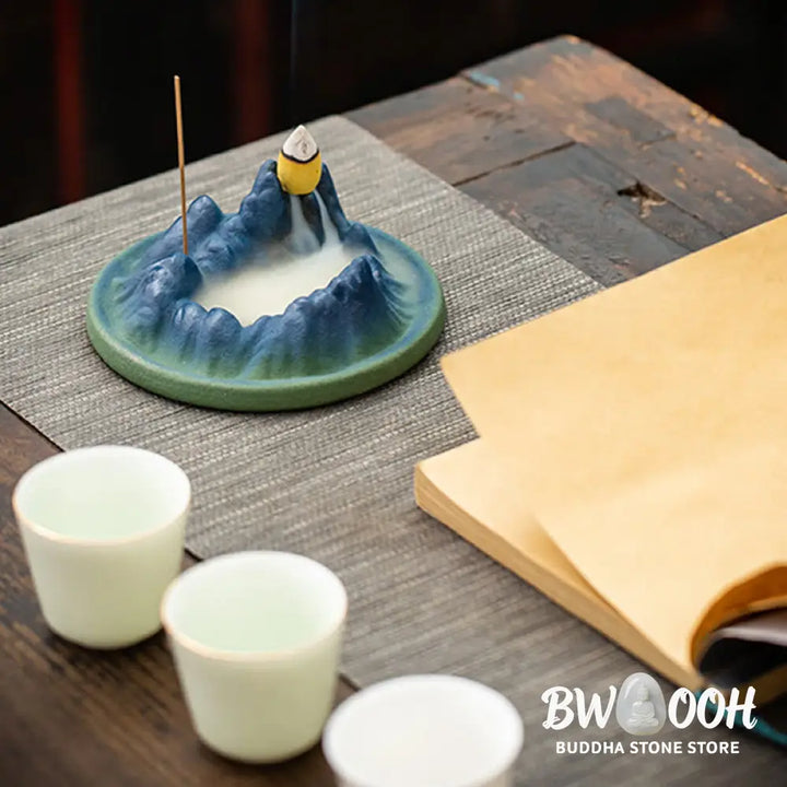 BWOOOH Creative Mountain River Ceramic Healing Backflow Incense Burner - Mountains And River - Incense Burner