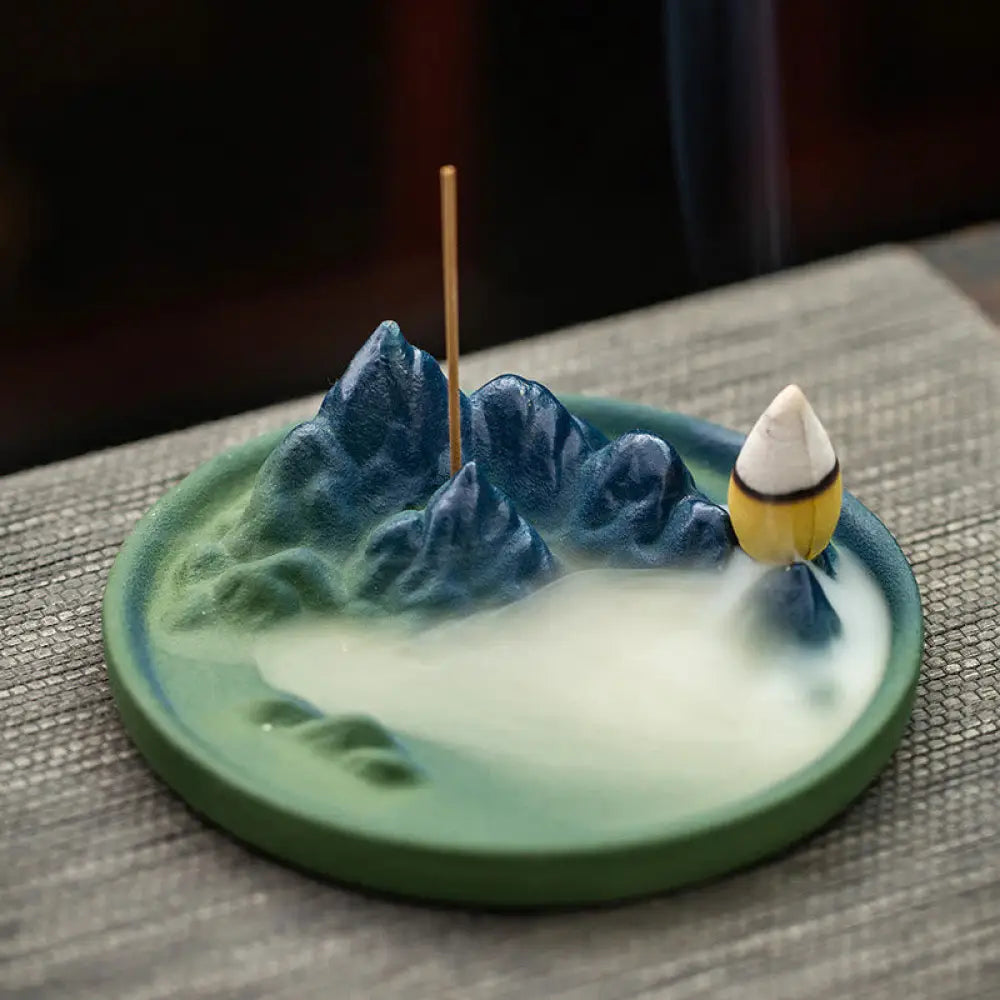 BWOOOH Creative Mountain River Ceramic Healing Backflow Incense Burner - Mountains And River - Incense Burner