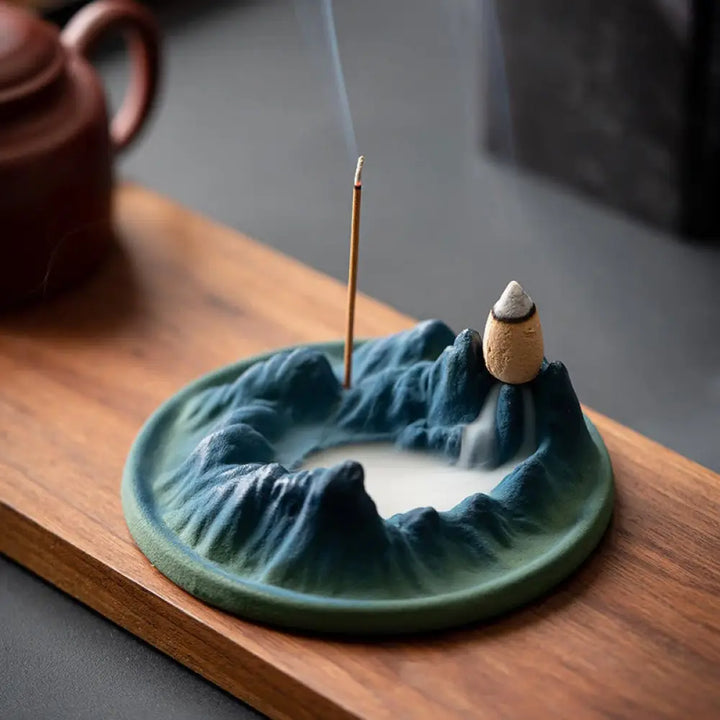 BWOOOH Creative Mountain River Ceramic Healing Backflow Incense Burner - Mountains And River - Incense Burner