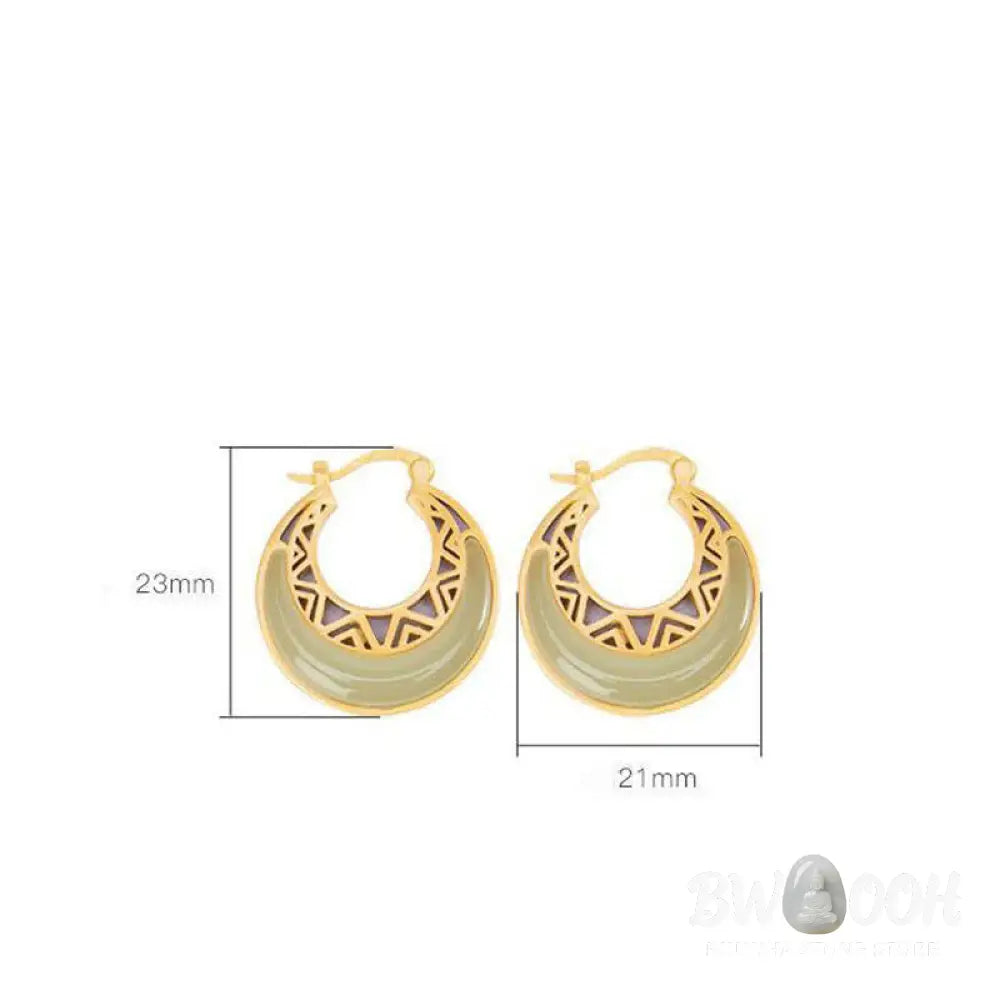 Buddha Stones Crescent Moon Jade Prosperity Drop Earrings - Jade (Prosperity ♥ Abundance) - Earrings
