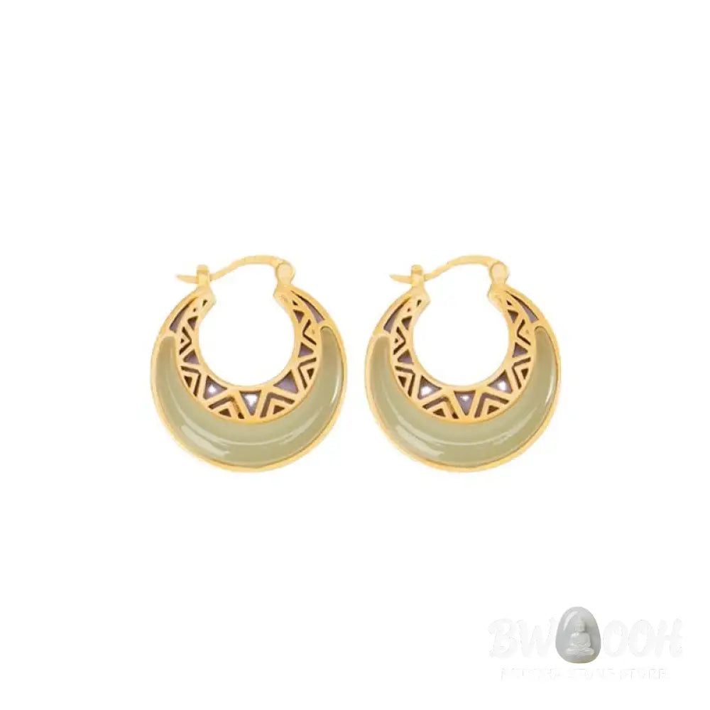 Buddha Stones Crescent Moon Jade Prosperity Drop Earrings - Jade (Prosperity ♥ Abundance) - Earrings