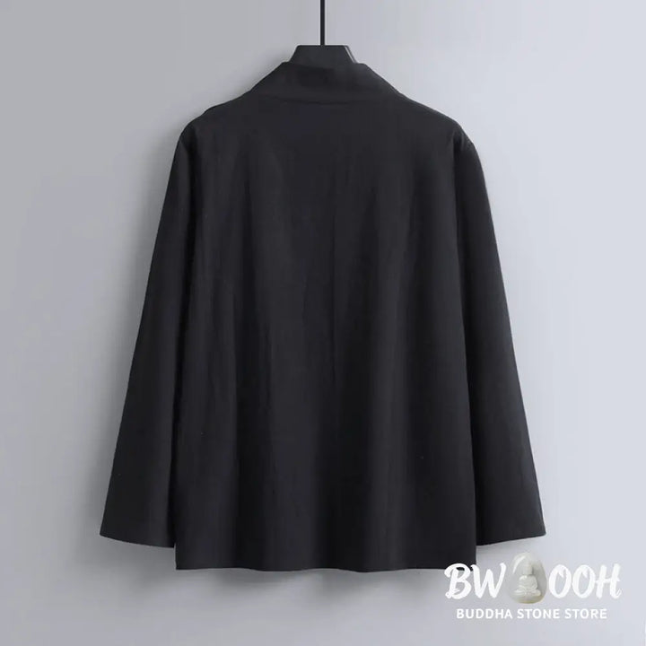 Buddha Stones Cross-Collars Cotton Tang Suit Hanfu Top Pants Clothing Men’s Set - Men’s Meditation Cloth