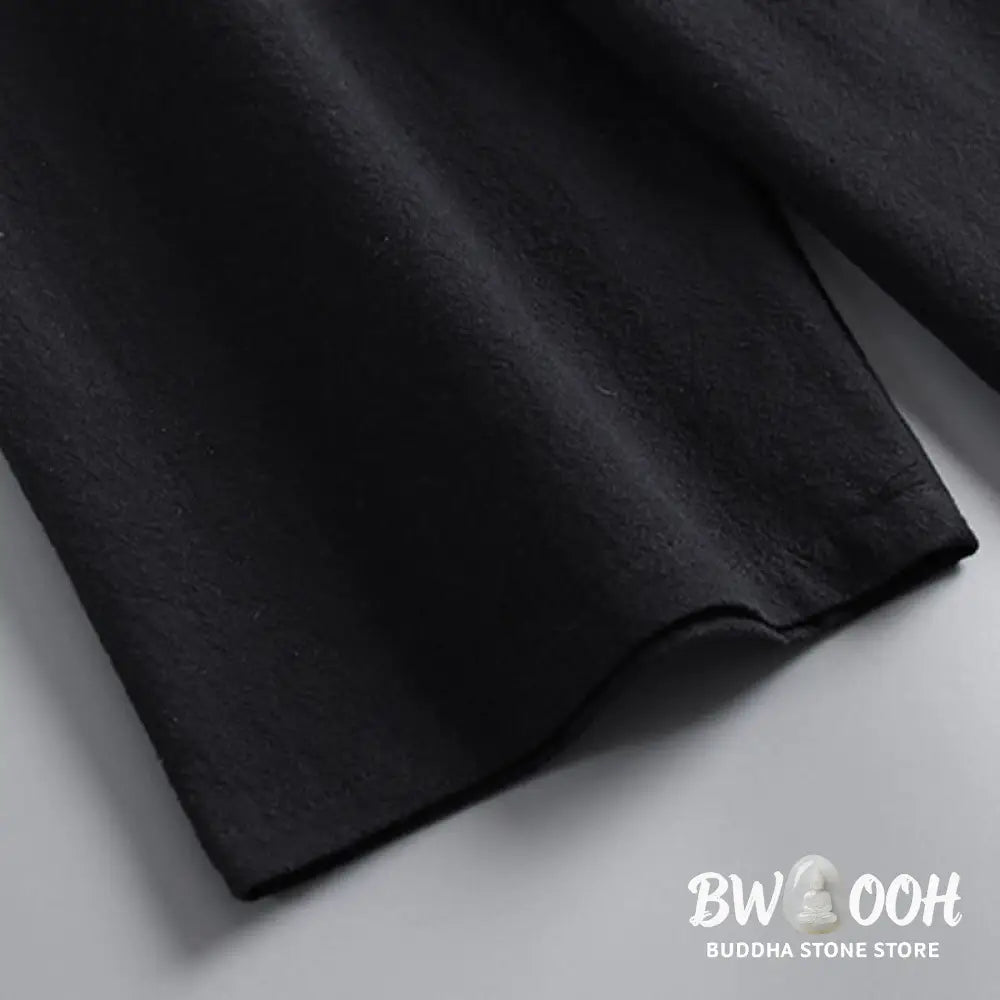 Buddha Stones Cross-Collars Cotton Tang Suit Hanfu Top Pants Clothing Men’s Set - Men’s Meditation Cloth