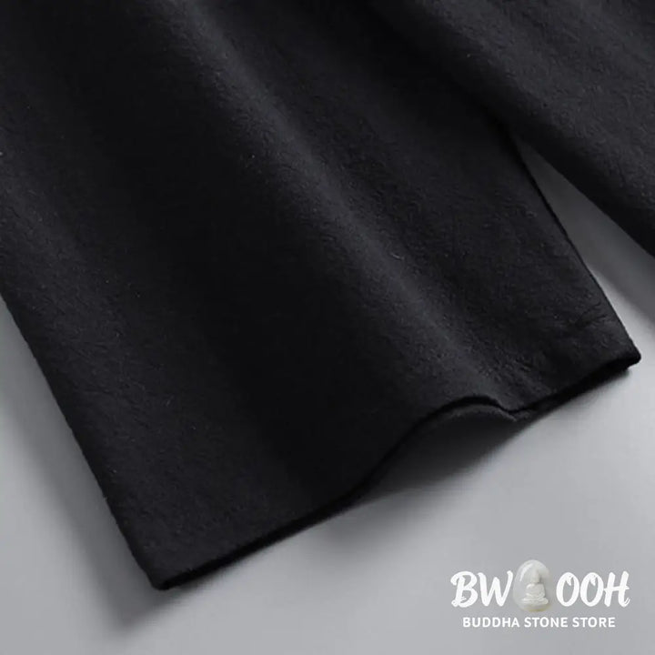 Buddha Stones Cross-Collars Cotton Tang Suit Hanfu Top Pants Clothing Men’s Set - Men’s Meditation Cloth