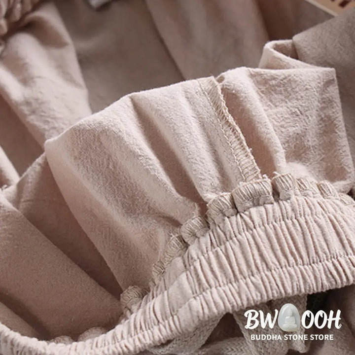 Buddha Stones Cross-Collars Cropped Bloomers Cotton Tang Suit Hanfu Top Pants Clothing Men’s Set - Men’s Meditation