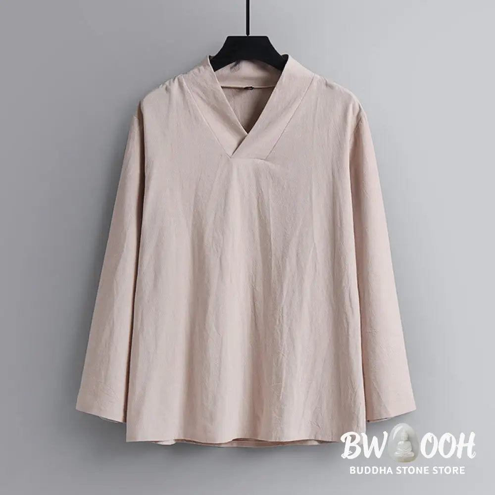 Buddha Stones Cross-Collars Cropped Bloomers Cotton Tang Suit Hanfu Top Pants Clothing Men’s Set - Men’s Meditation