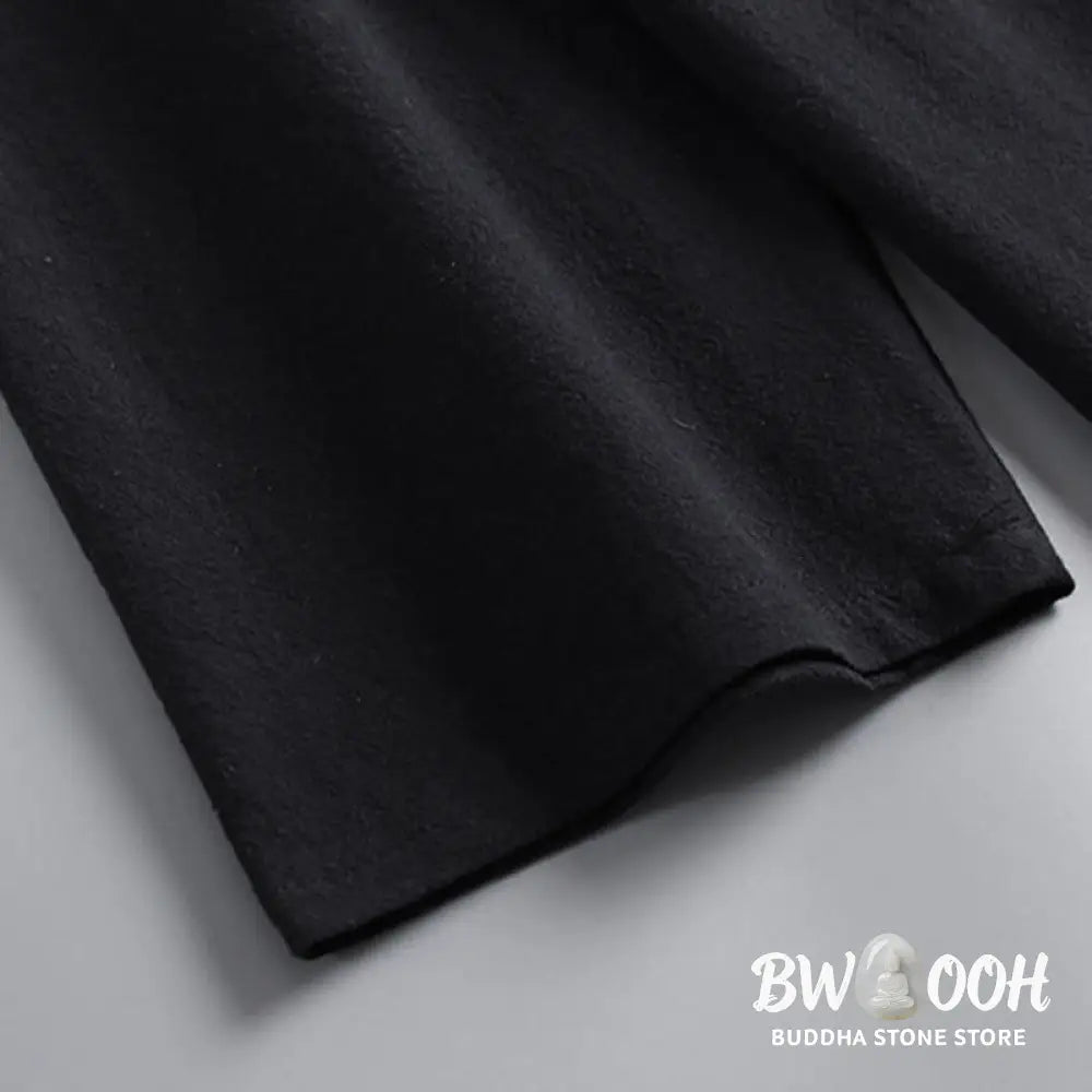 Buddha Stones Cross-Collars Cropped Bloomers Cotton Tang Suit Hanfu Top Pants Clothing Men’s Set - Men’s Meditation