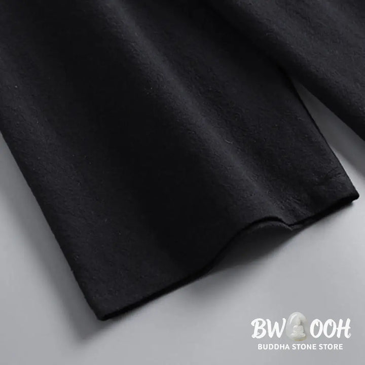 Buddha Stones Cross-Collars Cropped Bloomers Cotton Tang Suit Hanfu Top Pants Clothing Men’s Set - Men’s Meditation
