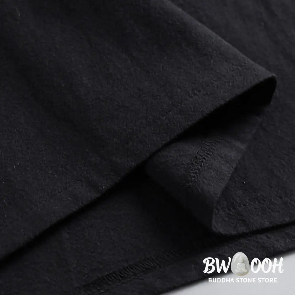 Buddha Stones Cross-Collars Cropped Bloomers Cotton Tang Suit Hanfu Top Pants Clothing Men’s Set - Men’s Meditation