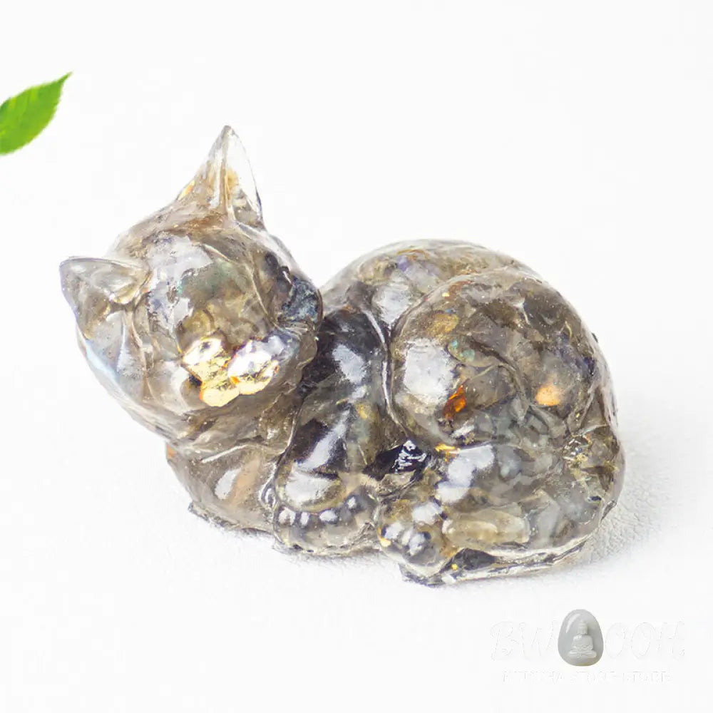 Buddha Stones Crystal Chip Epoxy Resin Small Cat Positive Decoration - Decorations