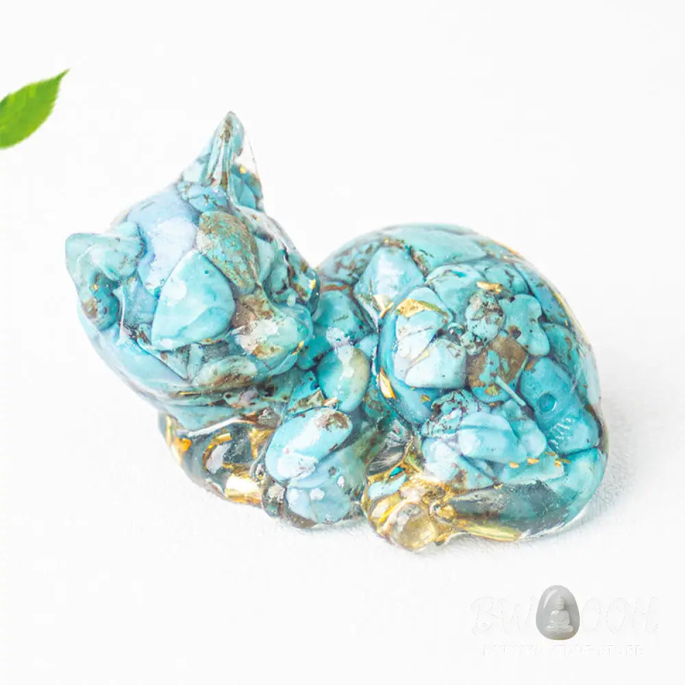 Buddha Stones Crystal Chip Epoxy Resin Small Cat Positive Decoration - Decorations
