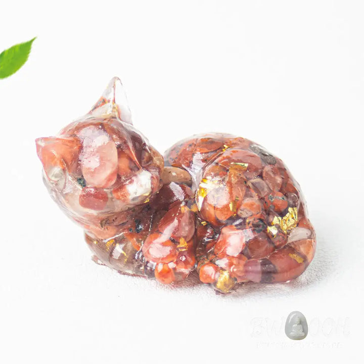 Buddha Stones Crystal Chip Epoxy Resin Small Cat Positive Decoration - Decorations