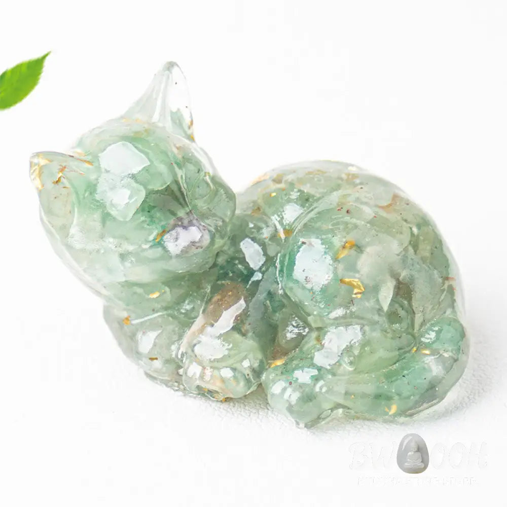Buddha Stones Crystal Chip Epoxy Resin Small Cat Positive Decoration - Decorations