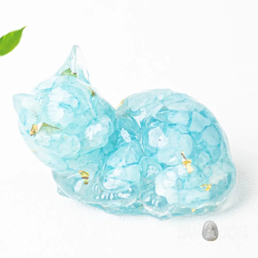 Buddha Stones Crystal Chip Epoxy Resin Small Cat Positive Decoration - Decorations