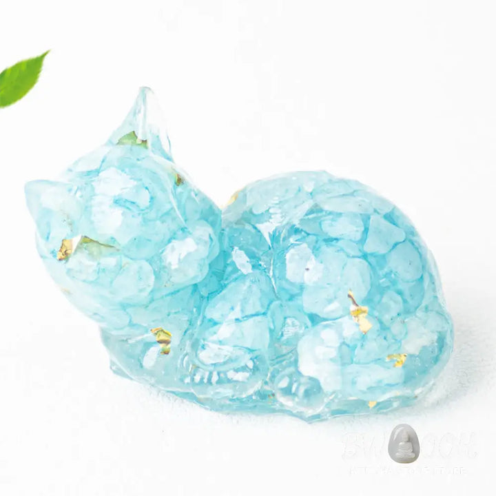 Buddha Stones Crystal Chip Epoxy Resin Small Cat Positive Decoration - Decorations