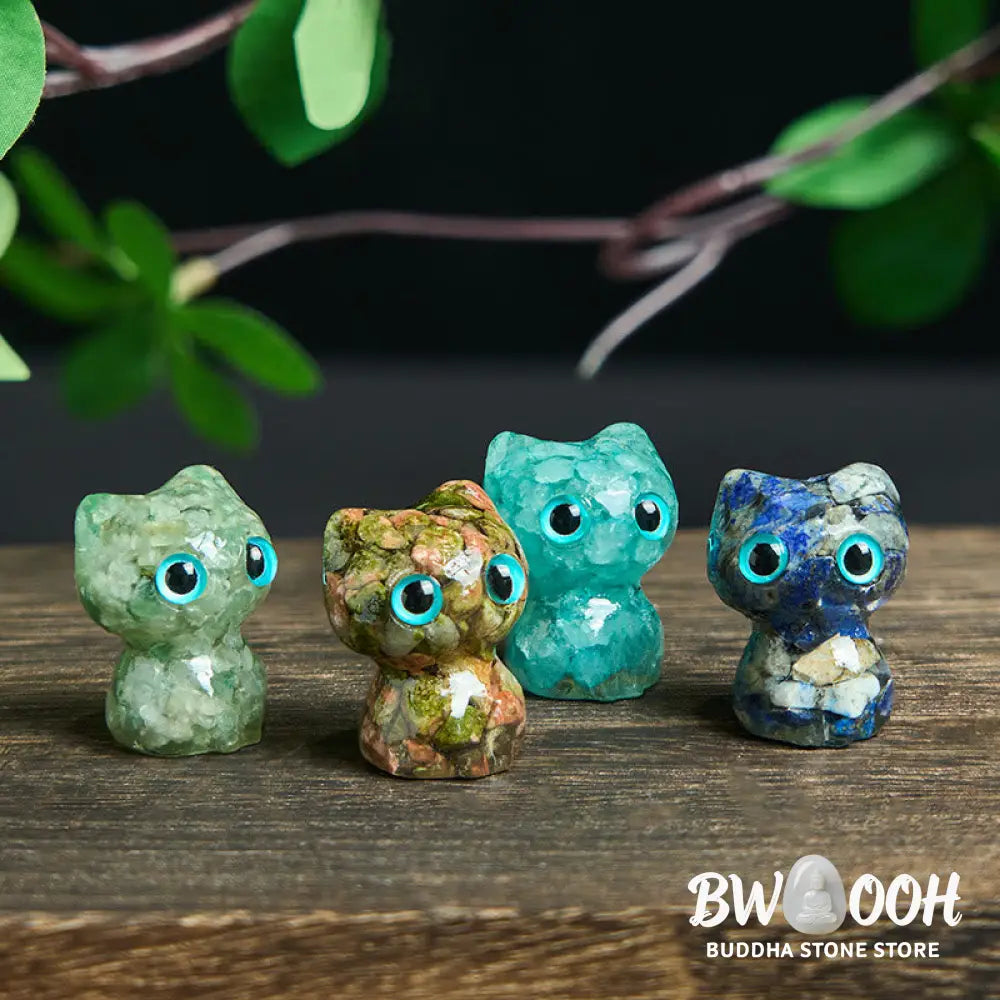 Buddha Stones Crystal Drip Resin Small Cat Purification Decoration Statue - Decorations