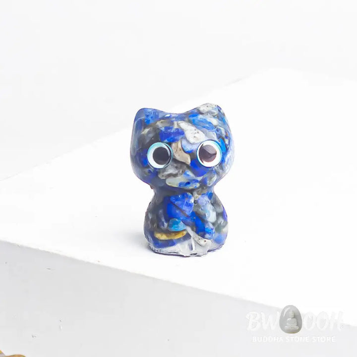 Buddha Stones Crystal Drip Resin Small Cat Purification Decoration Statue - Decorations