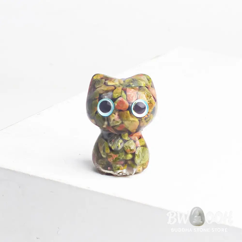 Buddha Stones Crystal Drip Resin Small Cat Purification Decoration Statue - Decorations