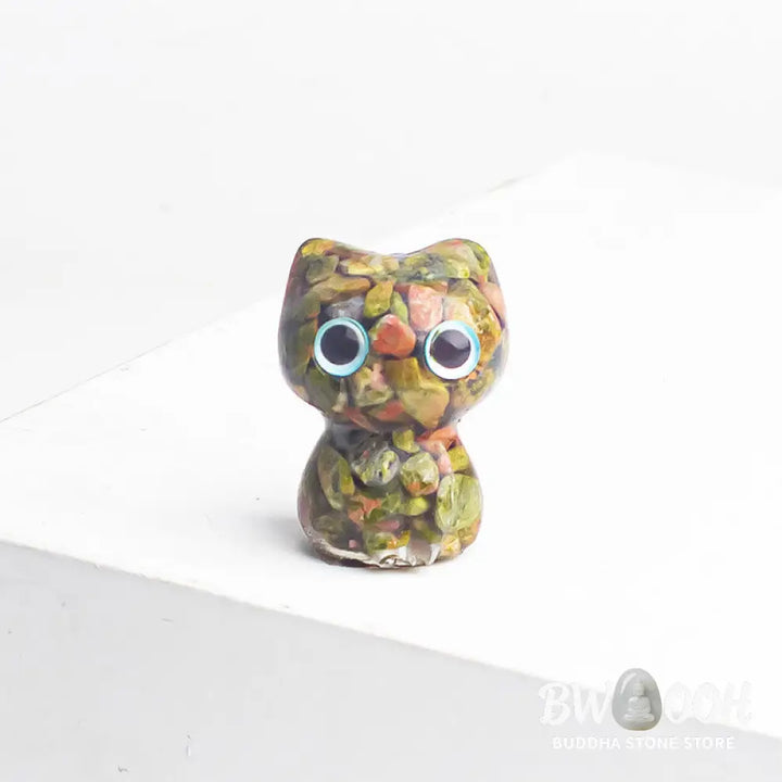 Buddha Stones Crystal Drip Resin Small Cat Purification Decoration Statue - Decorations