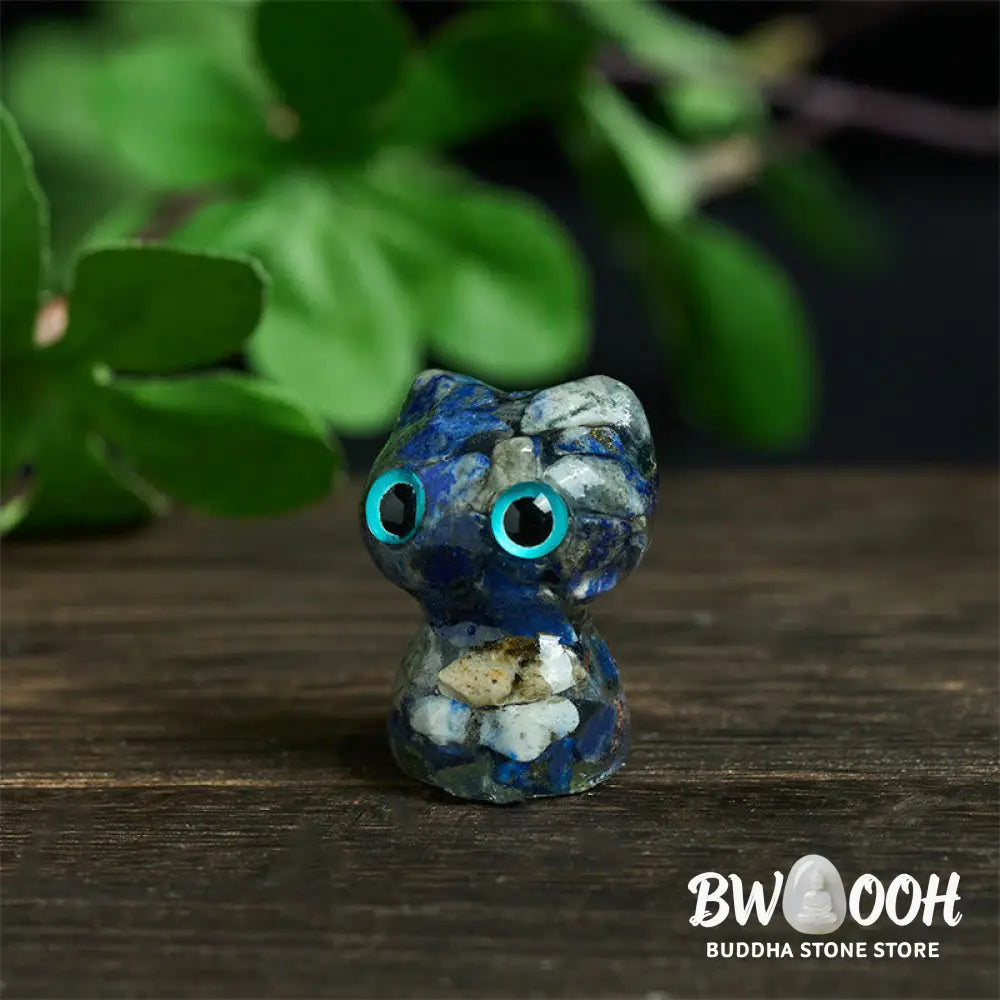 Buddha Stones Crystal Drip Resin Small Cat Purification Decoration Statue - Decorations