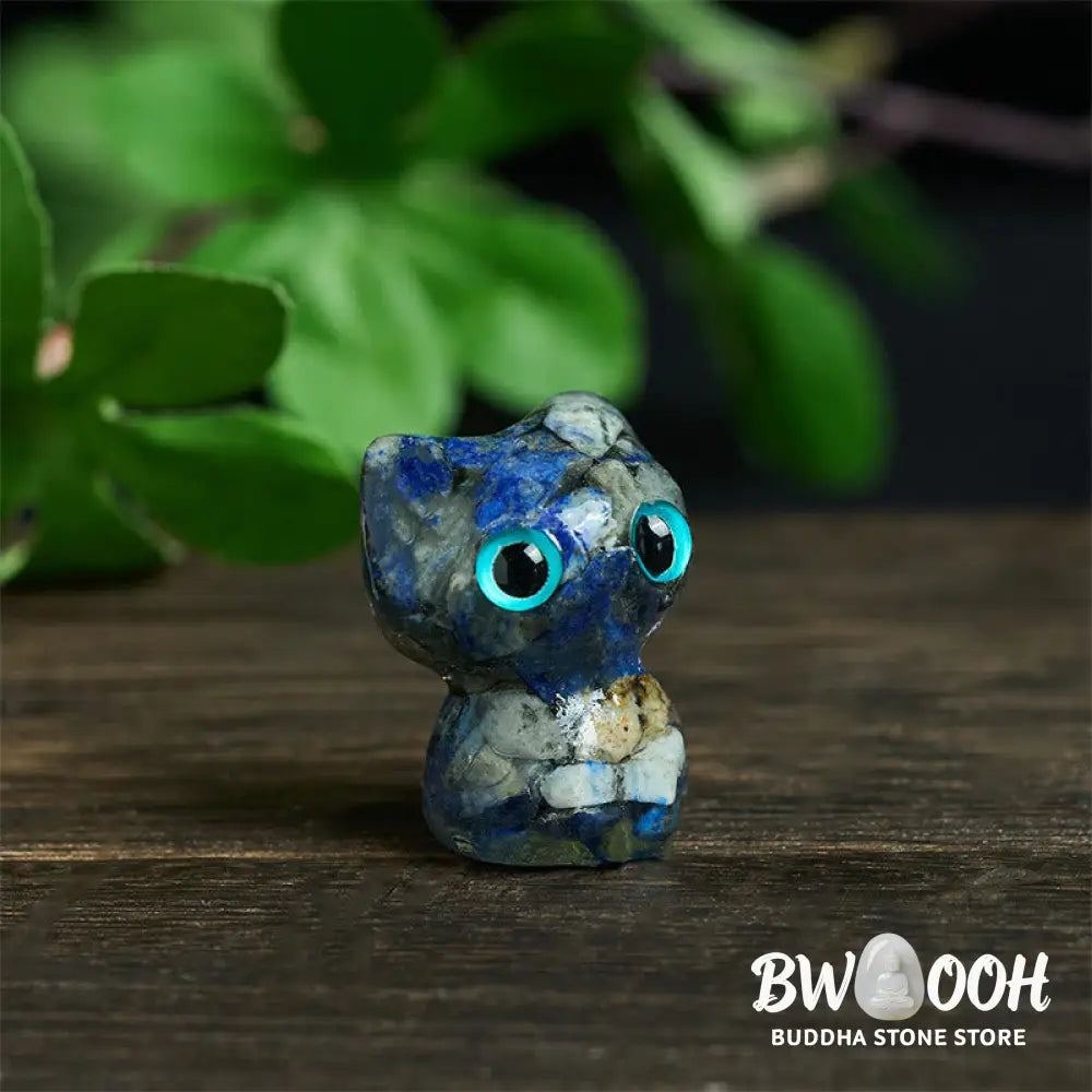 Buddha Stones Crystal Drip Resin Small Cat Purification Decoration Statue - Decorations