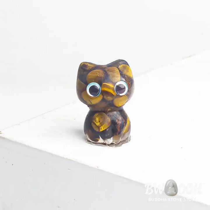 Buddha Stones Crystal Drip Resin Small Cat Purification Decoration Statue - Decorations