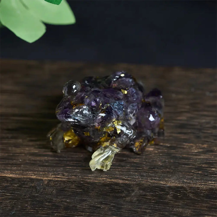 Buddha Stones Crystal Drip Resin Small Frog Passion Decoration Statue - Amethyst (65*55*38mm) - Decorations
