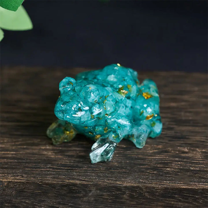 Buddha Stones Crystal Drip Resin Small Frog Passion Decoration Statue - Aquamarine(65*55*38mm) - Decorations