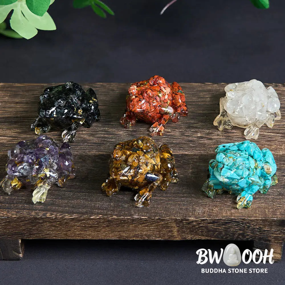 Buddha Stones Crystal Drip Resin Small Frog Passion Decoration Statue - Decorations