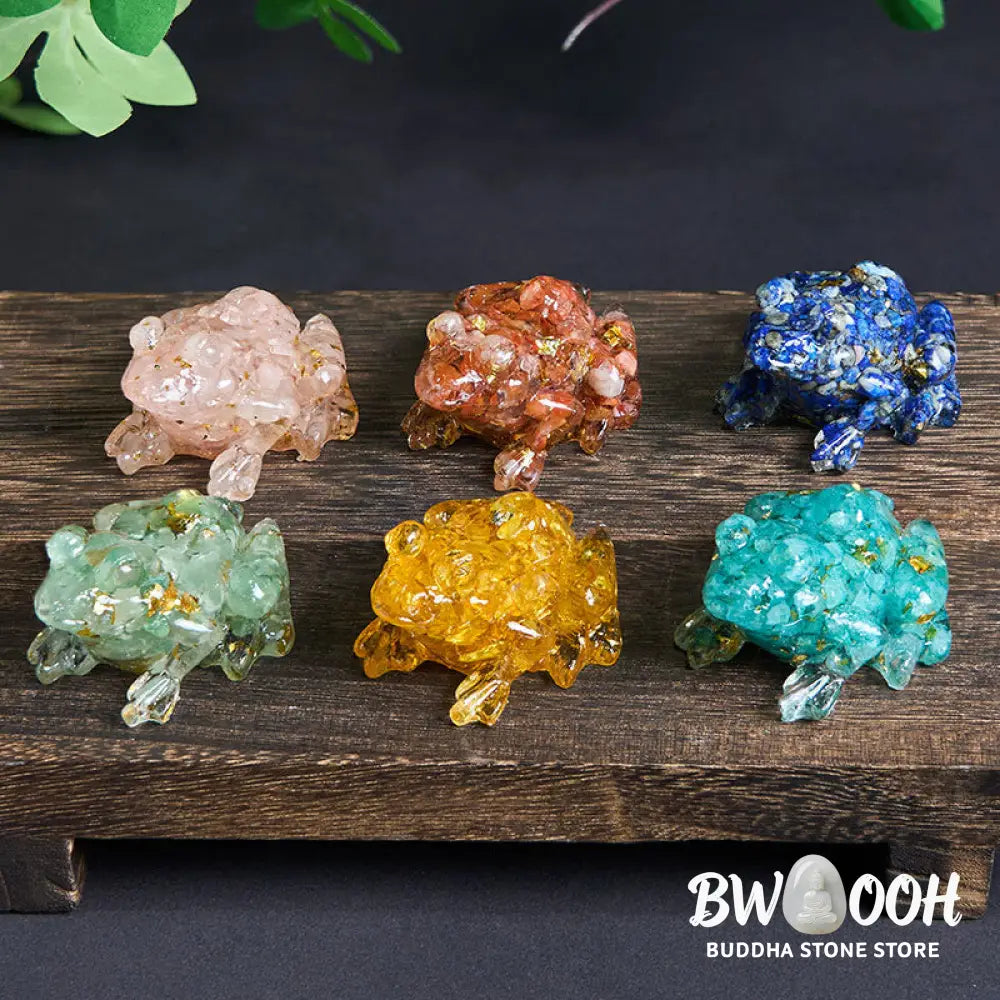 Buddha Stones Crystal Drip Resin Small Frog Passion Decoration Statue - Decorations