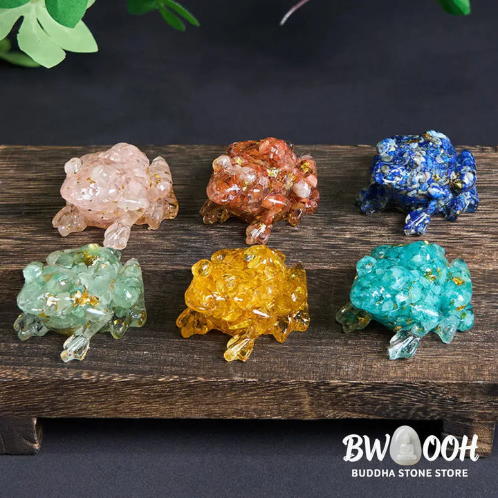 Buddha Stones Crystal Drip Resin Small Frog Passion Decoration Statue - Decorations