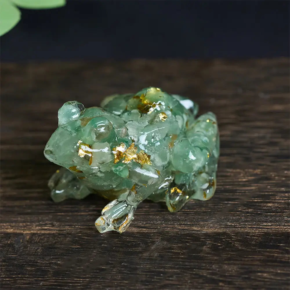 Buddha Stones Crystal Drip Resin Small Frog Passion Decoration Statue - Green Aventurine (65*55*38mm) - Decorations