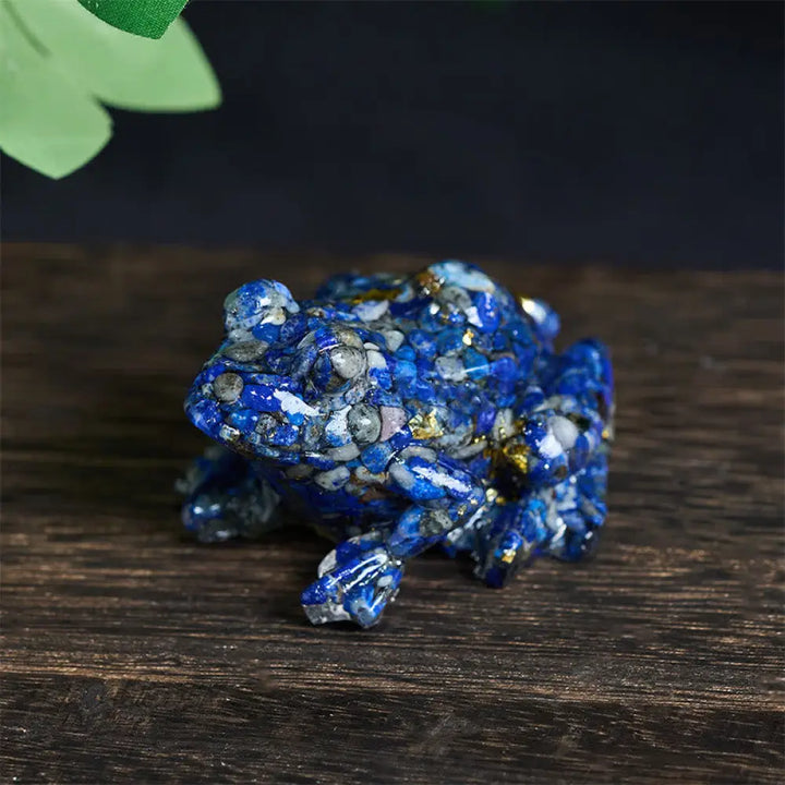 Buddha Stones Crystal Drip Resin Small Frog Passion Decoration Statue - Lazurite(65*55*38mm) - Decorations