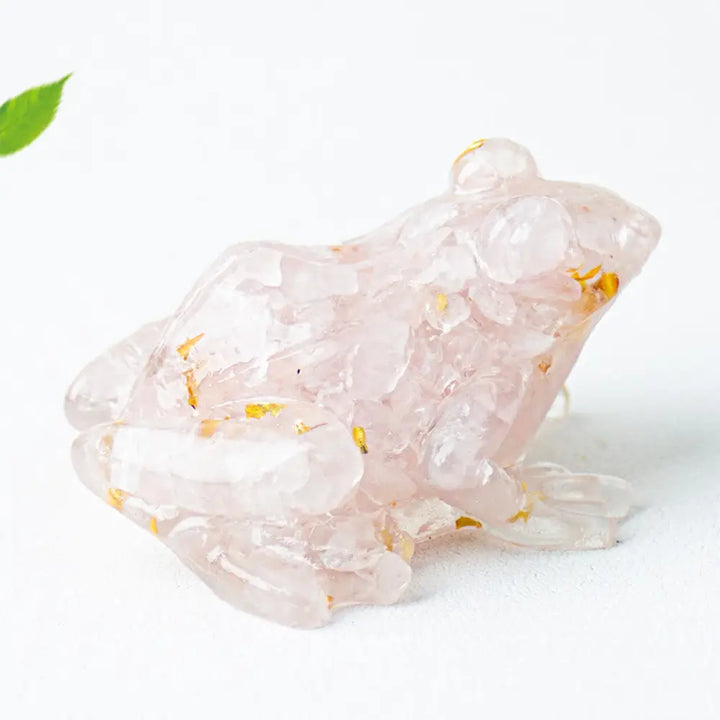 Buddha Stones Crystal Drip Resin Small Frog Passion Decoration Statue - Pink Crystal(65*55*38mm) - Decorations