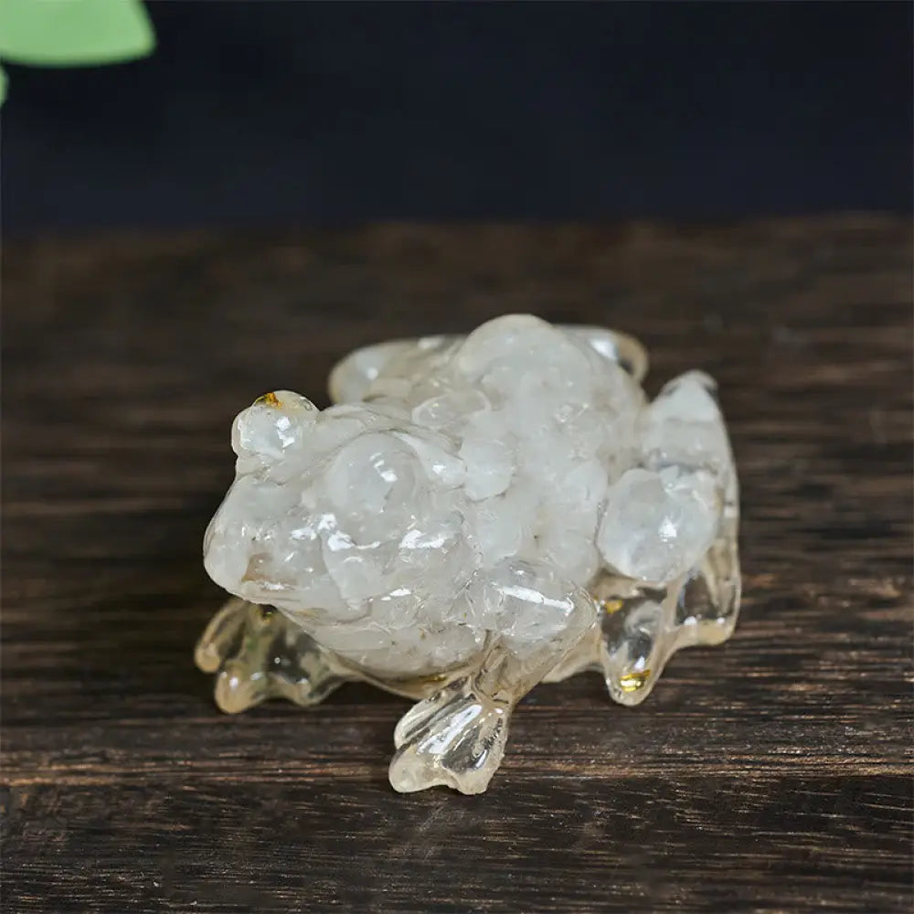 Buddha Stones Crystal Drip Resin Small Frog Passion Decoration Statue - White Turquoise(65*55*38mm) - Decorations