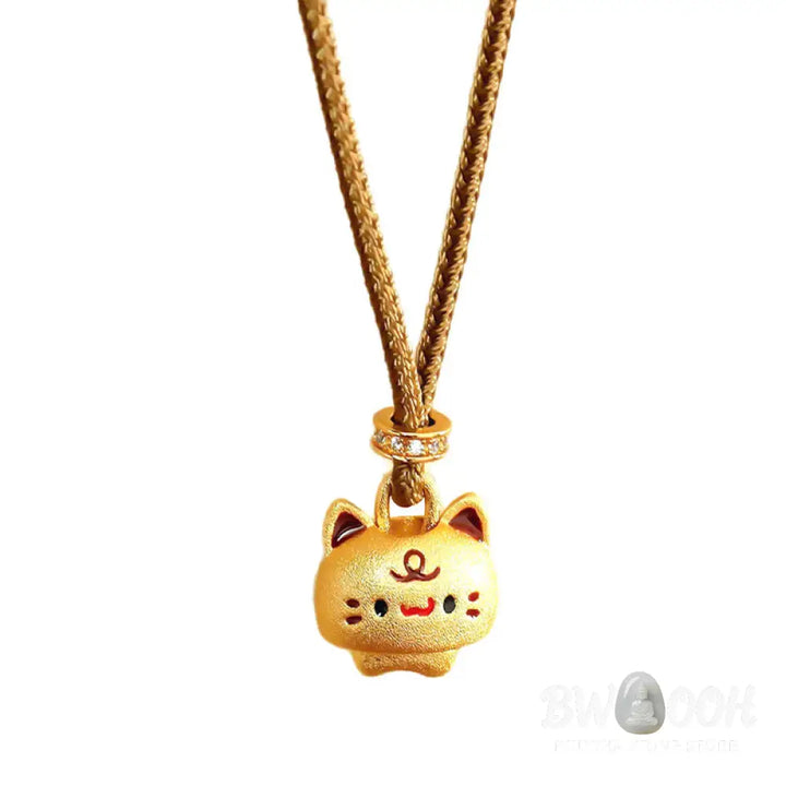 Buddha Stones Cute Cat Copper Plated Gold Adjustable Braided Rope Protection Necklace Pendant - BWOOOH - Cat(Pendant