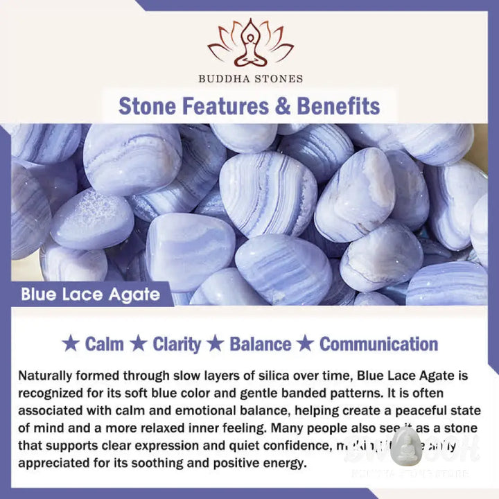 Buddha Stones Cute Cat Design Blue Lace Agate Clear Quartz Beaded Bracelet - Bracelet