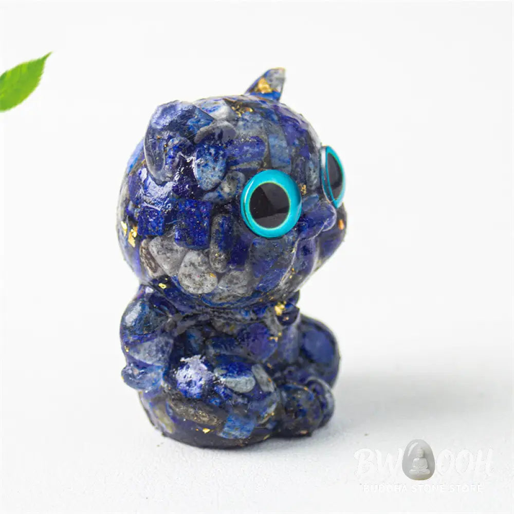 Buddha Stones Cute Cat Lazurite Lapis Lazuli Amethyst Black Obsidian Aquamarine Crystal Resin Positive Home Decoration