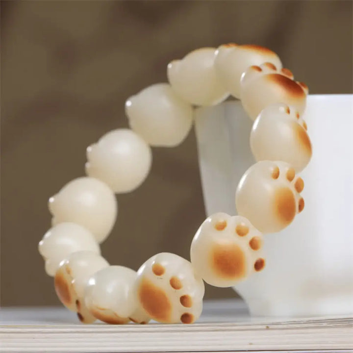 BWOOOH Cute Cat Paw Claw Bodhi Seed Peace Bracelet - 16-17mm - Bracelet