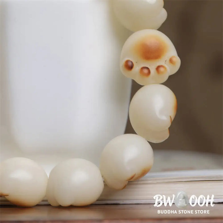 BWOOOH Cute Cat Paw Claw Bodhi Seed Peace Bracelet - 16-17mm - Bracelet