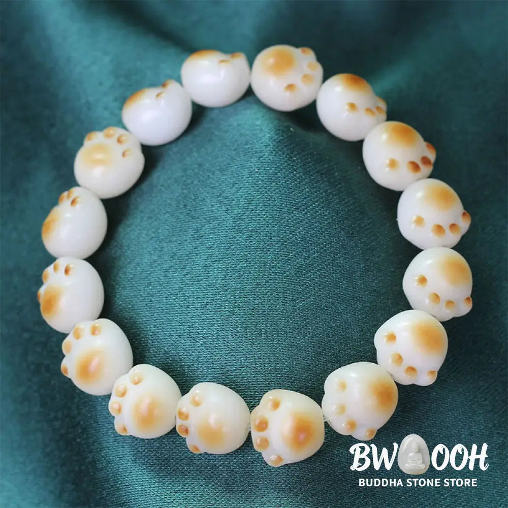 BWOOOH Cute Cat Paw Claw Bodhi Seed Peace Bracelet - 16-17mm - Bracelet