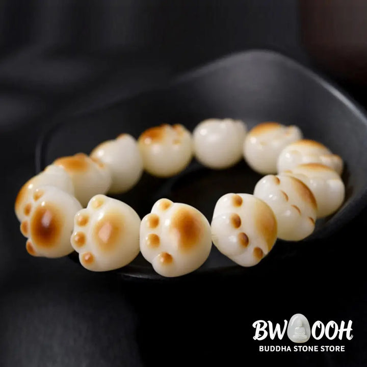 BWOOOH Cute Cat Paw Claw Bodhi Seed Peace Bracelet - 16-17mm - Bracelet