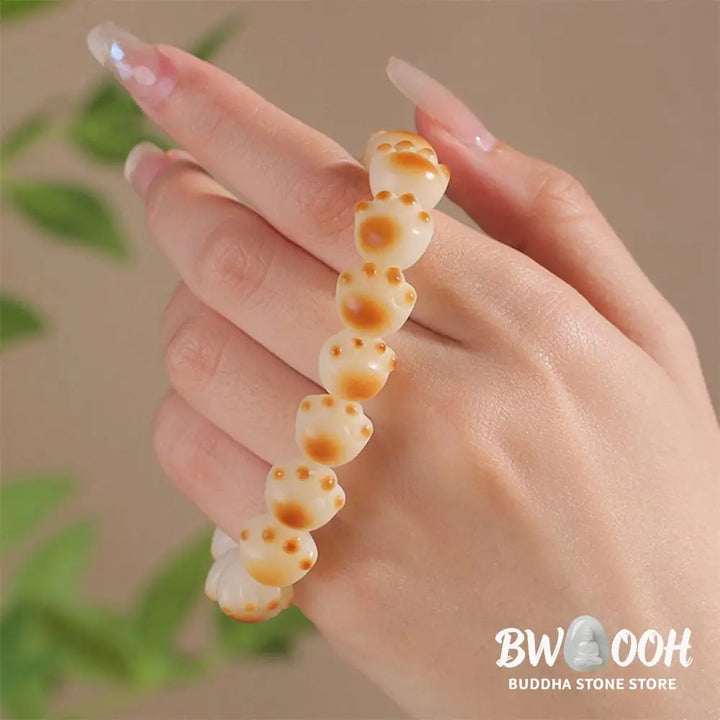 BWOOOH Cute Cat Paw Claw Bodhi Seed Peace Bracelet - 16-17mm - Bracelet
